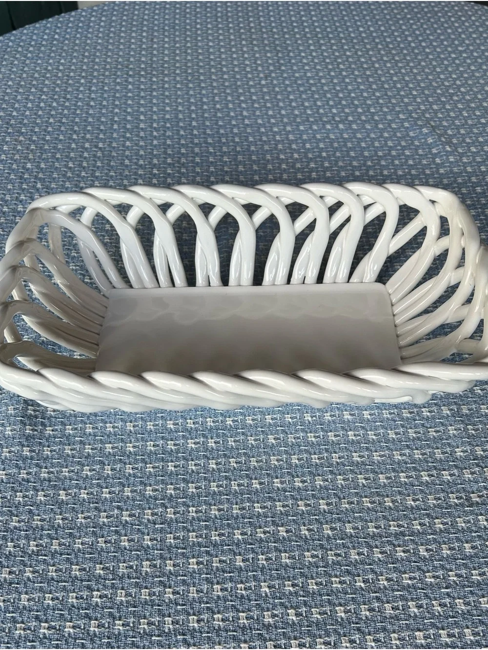 Williams Sonoma White Ceramic Braided Basket